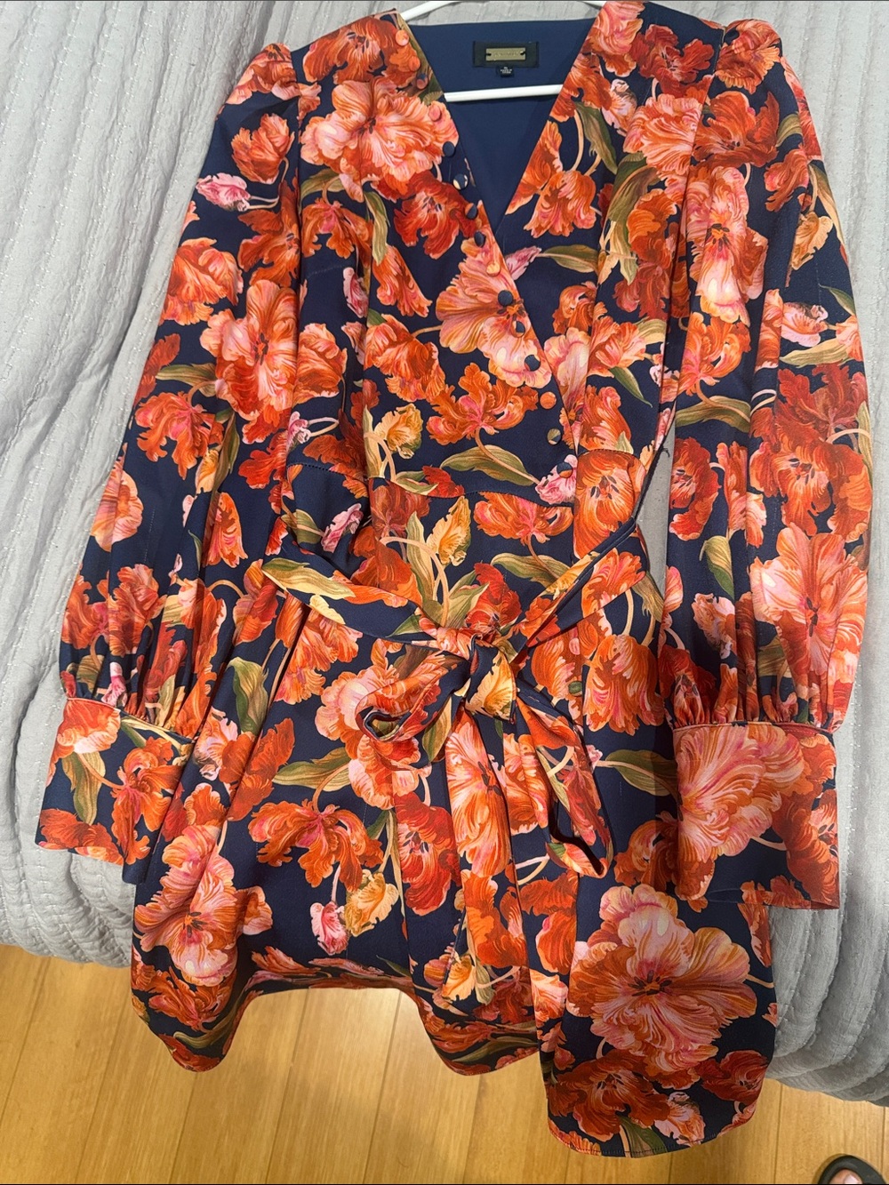 Alexia Admor Navy Mini Dress with Orange Floral Print